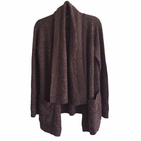 Line the Label Sweaters - LINE THE LABEL KNITWEAR Cashmere Draped Open Chunky Cardigan Sweater Burgundy L